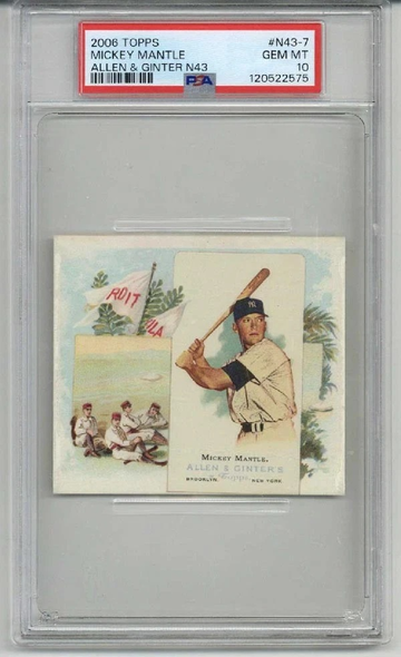 2006 TOPPS ALLEN & GINTER N43 #N43-7 MICKEY MANTLE YANKEES PSA 10 LOW POP