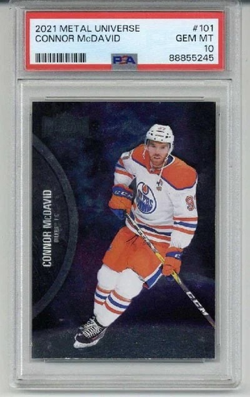 2021 SKYBOX METAL UNIVERSE #101 CONNOR MCDAVID CARD OILERS PSA 10 LOW POP