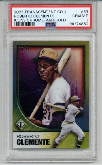 2023 TOPPS TRANSCENDENT COLLECTION ICONS CHROME GOLD ROBERTO CLEMENTE /10 PSA 10