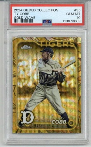 2024 TOPPS GILDED COLLECTION GOLD WAVE #96 TY COBB TIGERS /75 PSA 10 LOW POP