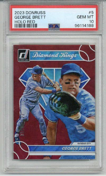2023 PANINI DONRUSS DIAMOND KINGS HOLO RED #5 GEORGE BRETT PSA 10 /2023 LOW POP
