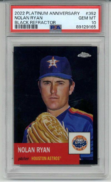 2022 TOPPS CHROME PLATINUM ANNIVERSARY BLACK REFRACTOR NOLAN RYAN /10 PSA 10