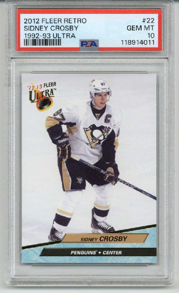 2012 FLEER RETRO 1992-93 ULTRA #22 SIDNEY CROSBY PENGUINS PSA 10 LOW POP RARE