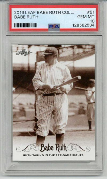 2016 LEAF BABE RUTH COLLECTION #51 BABE RUTH NEW YORK YANKEES PSA 10 LOW POP