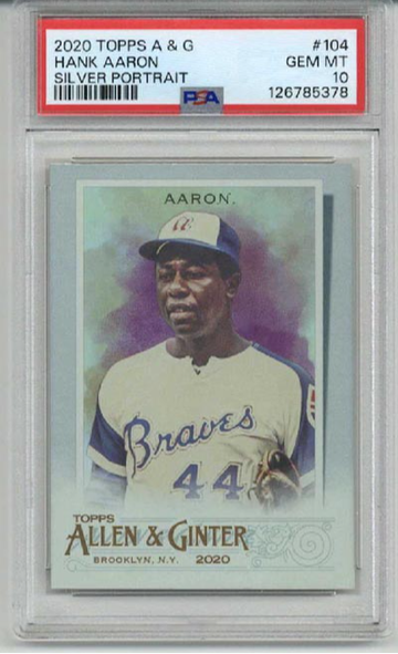 2020 TOPPS ALLEN & GINTER SILVER PORTRAIT #104 HANK AARON BRAVES PSA 10 LOW POP