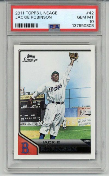 2011 TOPPS LINEAGE #42 JACKIE ROBINSON CARD DODGERS PSA 10 LOW POP RARE