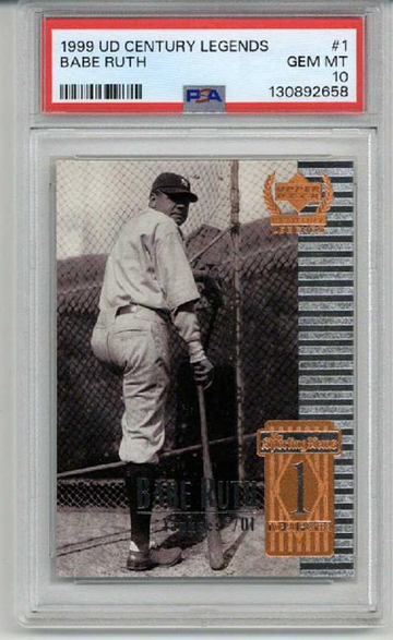 1999 UPPER DECK CENTURY LEGENDS #1 BABE RUTH CARD YANKEES PSA 10 LOW POP RARE