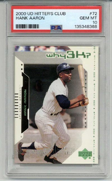 2000 UPPER DECK HITTER'S CLUB #72 HANK AARON CARD BRAVES PSA 10 LOW POP RARE