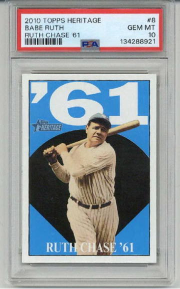 2010 TOPPS HERITAGE RUTH CHASE '61 #8 BABE RUTH CARD YANKEES PSA 10 LOW POP RARE