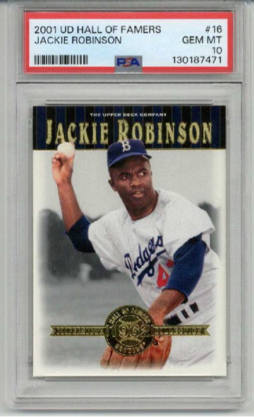 2001 UPPER DECK HALL OF FAMERS JACKIE ROBINSON CARD DODGERS PSA 10 LOW POP