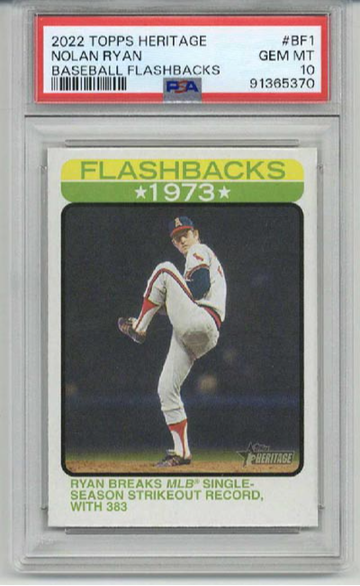 2022 TOPPS HERITAGE BASEBALL FLASHBACKS #BF1 NOLAN RYAN ANGELS PSA 10 LOW POP