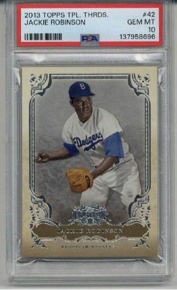 2013 TOPPS TRIPLE THREADS #42 JACKIE ROBINSON CARD BROOKLYN DODGERS PSA 10 RARE