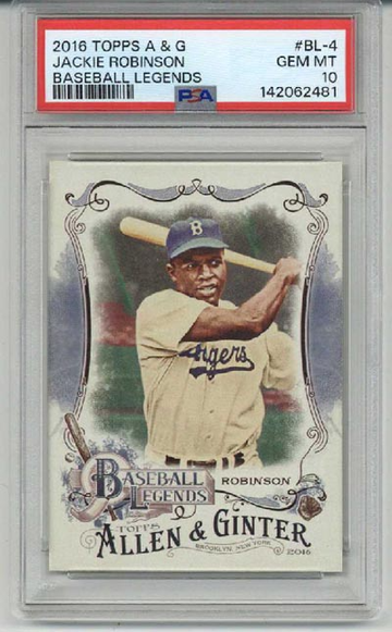 2016 TOPPS ALLEN & GINTER BASEBALL LEGENDS JACKIE ROBINSON DODGERS PSA 10 RARE