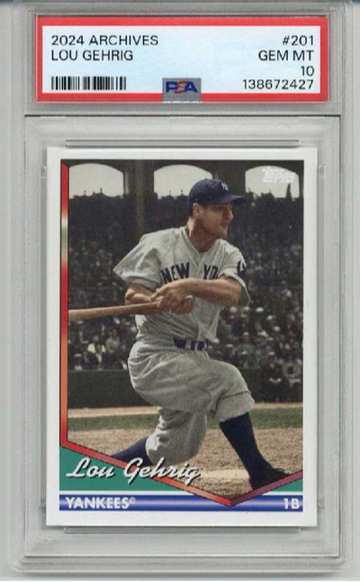 2024 TOPPS ARCHIVES #201 LOU GEHRIG CARD NEW YORK YANKEES PSA 10 LOW POP RARE