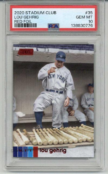 2020 TOPPS STADIUM CLUB RED FOIL #35 LOU GEHRIG YANKEES PSA 10 LOW POP VERY RARE