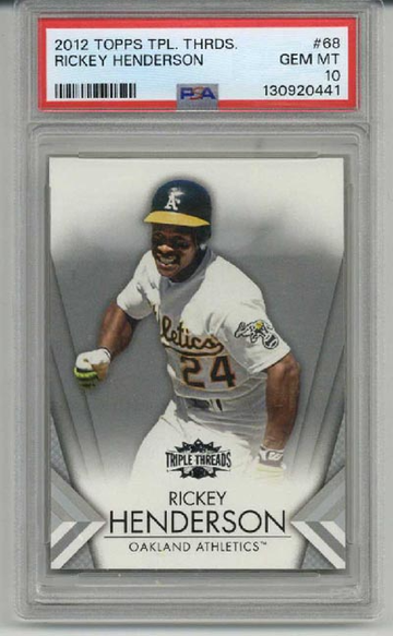 2012 TOPPS TRIPLE THREADS #68 RICKEY HENDERSON CARD OAKLAND A'S PSA 10 LOW POP