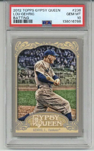 2012 TOPPS GYPSY QUEEN BATTING GREY JERSEY LOU GEHRIG YANKEES PSA 10 LOW POP