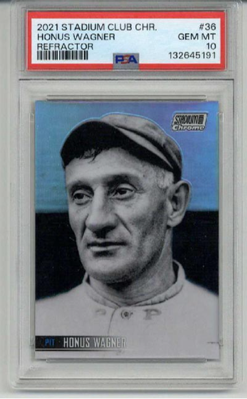 2021 TOPPS STADIUM CLUB REFRACTOR #36 HONUS WAGNER PIRATES PSA 10 LOW POP RARE