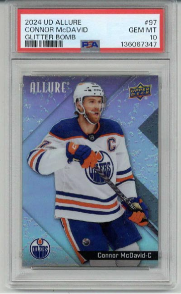 2024 UPPER DECK ALLURE GLITTER BOMB #97 CONNOR MCDAVID OILERS PSA 10 LOW POP