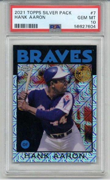 2021 TOPPS SILVER PACK #7 HANK AARON CARD ATLANTA BRAVES PSA 10 LOW POP RARE