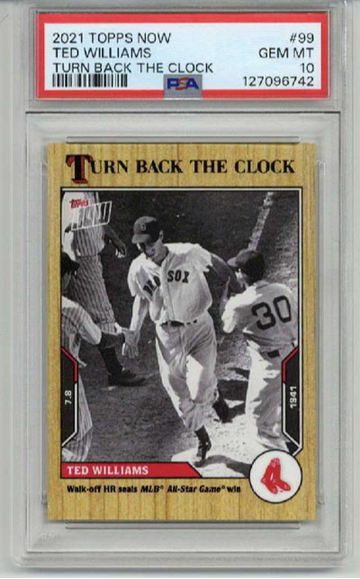 2021 TOPPS NOW TURN BACK THE CLOCK #99 TED WILLIAMS RED SOX PSA 10 LOW POP RARE