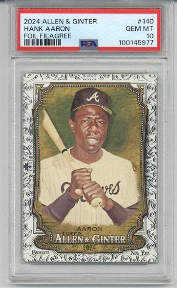 2024 TOPPS ALLEN & GINTER FOIL FILAGREE HANK AARON CARD BRAVES PSA 10 LOW POP