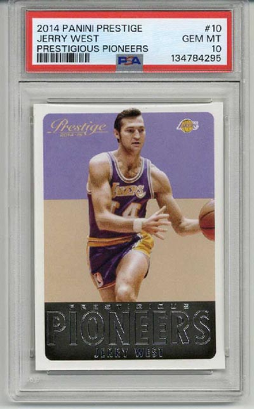 2014 PANINI PRESTIGE PRESTIGIOUS PIONEERS JERRY WEST CARD LAKERS PSA 10 LOW POP