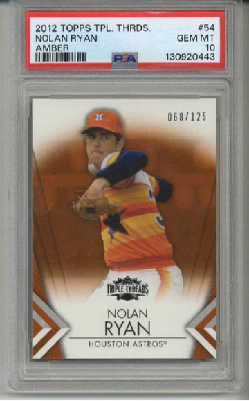 2012 TOPPS TRIPLE THREADS AMBER #54 NOLAN RYAN CARD ASTROS /125 PSA 10 LOW POP