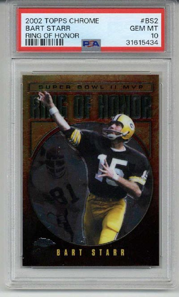 2002 TOPPS CHROME RING OF HONOR #BS2 BART STARR CARD PACKERS PSA 10 LOW POP RARE