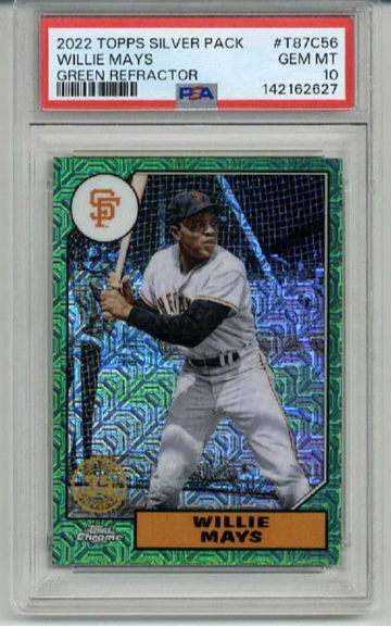 2022 TOPPS SILVER PACK GREEN REFRACTOR WILLIE MAYS /99 GIANTS PSA 10 LOW POP