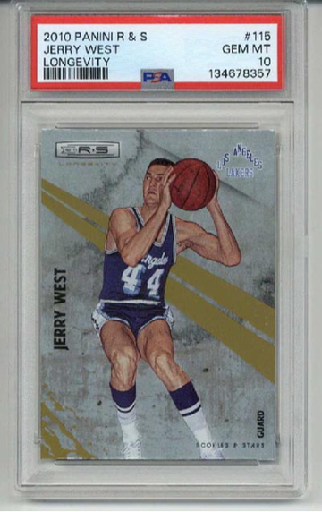 2010 PANINI ROOKIES & STARS LONGEVITY #115 JERRY WEST LAKERS PSA 10 LOW POP RARE