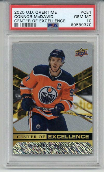 2020 UPPER DECK OVERTIME CENTER OF EXCELLENCE #CE1 CONNOR MCDAVID OILERS PSA 10