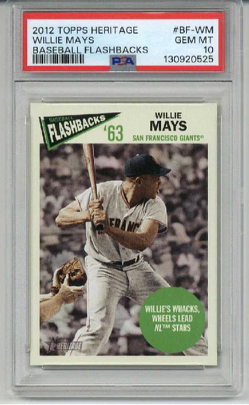 2012 TOPPS HERITAGE BASEBALL FLASHBACKS #BF-WM WILLIE MAYS CARD PSA 10 LOW POP