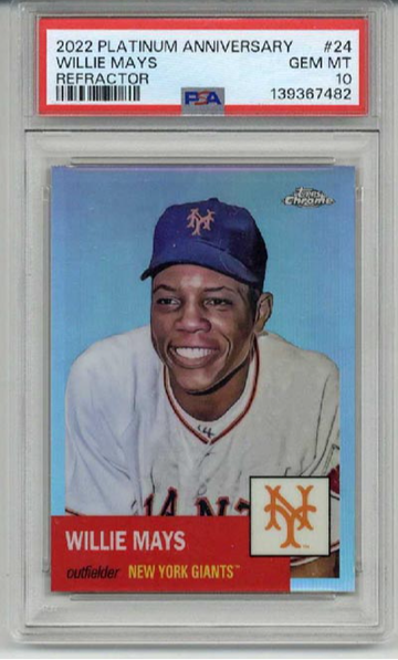 2022 TOPPS PLATINUM ANNIVERSARY REFRACTOR #24 WILLIE MAYS PSA 10 LOW POP RARE
