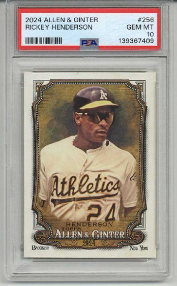 2024 TOPPS ALLEN & GINTER #256 RICKEY HENDERSON CARD OAKLAND A'S PSA 10 LOW POP