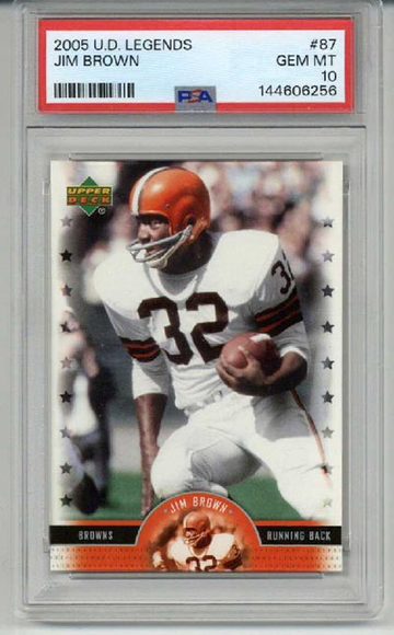 2005 UPPER DECK LEGENDS #87 JIM BROWN CARD CLEVELAND BROWNS PSA 10 LOW POP RARE