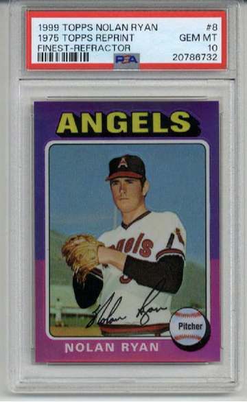 1999 TOPPS FINEST NOLAN RYAN 1975 REPRINT REFRACTOR #8 NOLAN RYAN ANGELS PSA 10