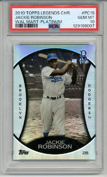 2010 TOPPS WALMART PLATINUM LEGENDS CHROME #PC15 JACKIE ROBINSON PSA 10 LOW POP