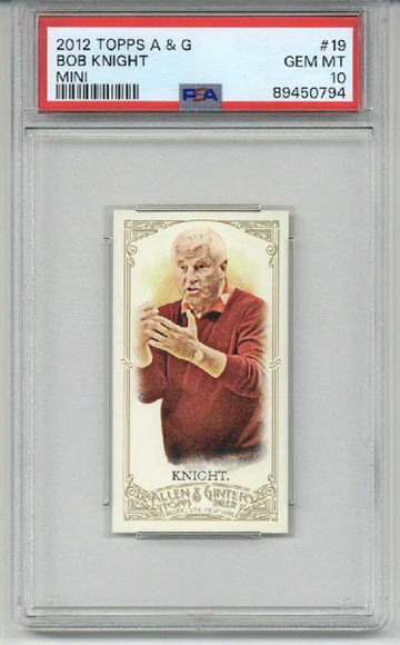 2012 TOPPS ALLEN & GINTER MINI #19 BOB BOBBY KNIGHT INDIANA PSA 10 LOW POP RARE