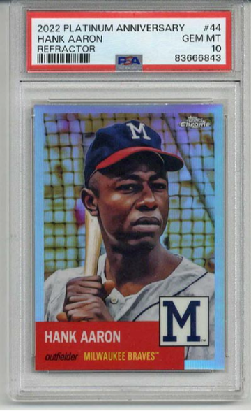 2022 TOPPS CHROME PLATINUM ANNIVERSARY REFRACTOR HANK AARON BRAVES PSA 10 RARE