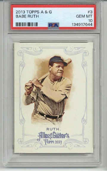 2013 TOPPS ALLEN & GINTER #3 BABE RUTH CARD NEW YORK YANKEES PSA 10 LOW POP RARE