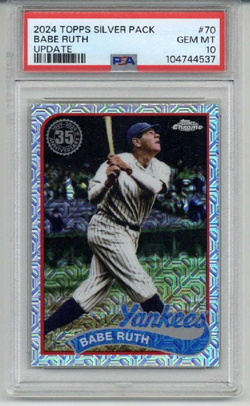 2024 TOPPS SILVER PACK 1989 CHROME PROMO UPDATE BABE RUTH YANKEES PSA 10 LOW POP