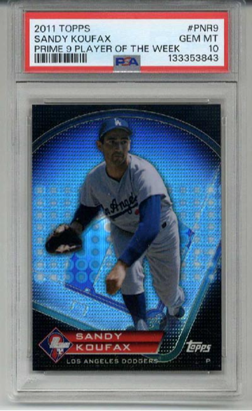 2011 TOPPS PRIME 9 PLAYER OF THE WEEK SANDY KOUFAX DODGERS PSA 10 LOW POP RARE