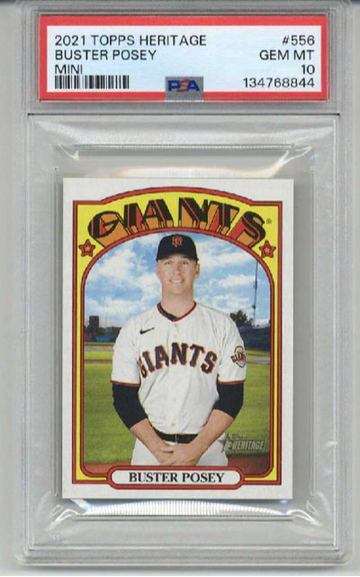 2021 TOPPS HERITAGE MINI #556 BUSTER POSEY CARD GIANTS /100 PSA 10 LOW POP RARE