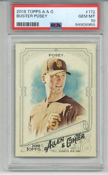 2018 TOPPS ALLEN & GINTER #172 BUSTER POSEY CARD GIANTS PSA 10 LOW POP RARE