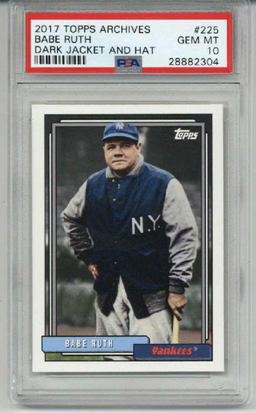 2017 TOPPS ARCHIVES DARK JACKET DARD HAT BABE RUTH CARD YANKEES PSA 10 LOW POP