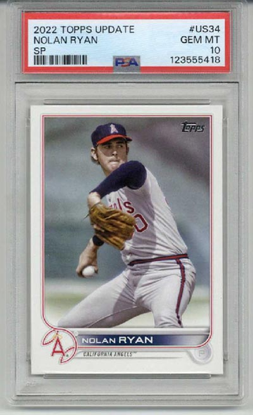 2022 TOPPS UPDATE #US34 NOLAN RYAN CALIFORNIA ANGELS PSA 10 SP LOW POP RARE