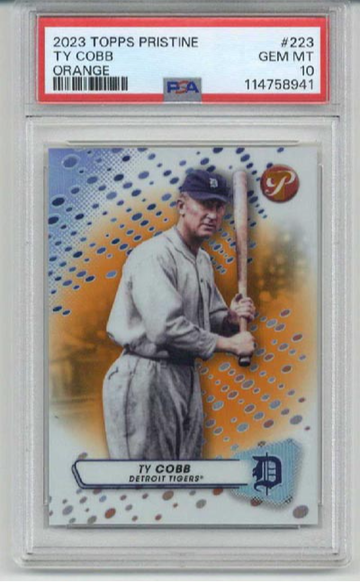 2023 TOPPS PRISTINE ORANGE #223 TY COBB /25 DETROIT TIGERS PSA 10 LOW POP RARE