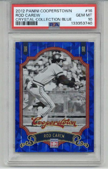 2012 PANINI COOPERSTOWN CRYSTAL COLLECTION BLUE ROD CAREW TWINS PSA 10 LOW POP