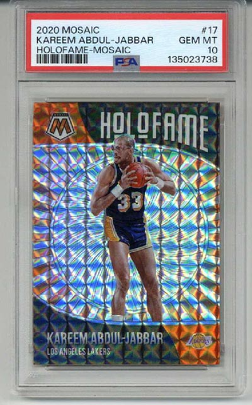 2020 PANINI MOSAIC HOLOFAME MOSAIC #17 KAREEM ABDUL JABBAR LAKERS PSA 10 RARE